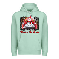Seafoam merry christmas truck snowman Premium Hoodie - BarkalooDesign