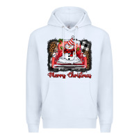 White merry christmas truck snowman Premium Hoodie - BarkalooDesign