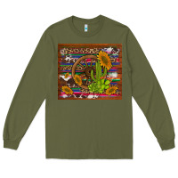 Army Green cactus and sunflowers with old wheel serape leopard cowhide background Long Sleeve Tee - Artiststas