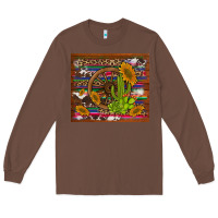 Chestnut cactus and sunflowers with old wheel serape leopard cowhide background Long Sleeve Tee - Artiststas