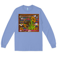 Colony Blue cactus and sunflowers with old wheel serape leopard cowhide background Long Sleeve Tee - Artiststas