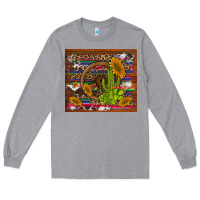 Heather Grey cactus and sunflowers with old wheel serape leopard cowhide background Long Sleeve Tee - Artiststas