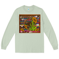 Matcha cactus and sunflowers with old wheel serape leopard cowhide background Long Sleeve Tee - Artiststas