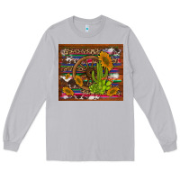 Moon Dust cactus and sunflowers with old wheel serape leopard cowhide background Long Sleeve Tee - Artiststas
