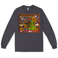 Smoke cactus and sunflowers with old wheel serape leopard cowhide background Long Sleeve Tee - Artiststas