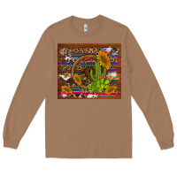Toasted Coconut cactus and sunflowers with old wheel serape leopard cowhide background Long Sleeve Tee - Artiststas
