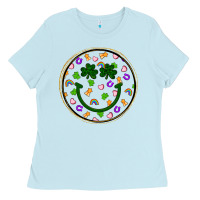 Baby Blue st patrick s day smiley face Ladies Tee - Artiststas