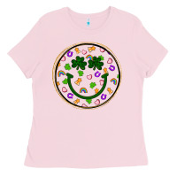 Bubblegum Pink st patrick s day smiley face Ladies Tee - Artiststas