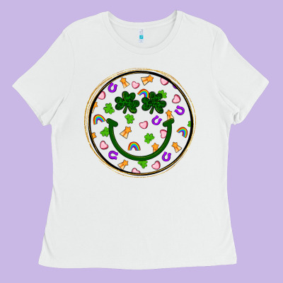 St Patrick S Day Smiley Face Ladies Tee Designed By Artiststas