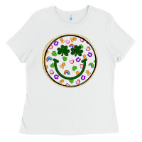 White st patrick s day smiley face Ladies Tee - Artiststas