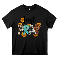 Black Just Pray Heavy Core Tee - FaDigitalArtStudio
