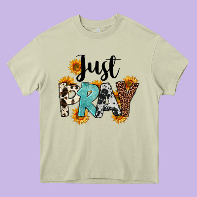 Just Pray Heavy Core Tee Designed By Fadigitalartstudio