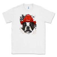 White boston terrier firefighter boston terrier dog lover premium Classic Tee - linhVisuals