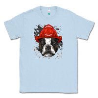 Dusty Blue boston terrier firefighter boston terrier dog lover premium Classic Tee - linhVisuals