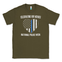 Army Green national police week shirt vintage blue line american flag Classic Tee - linhVisuals