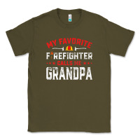 Army Green mens father's day my favorite firefighter calls me grandpa premium Classic Tee - linhVisuals