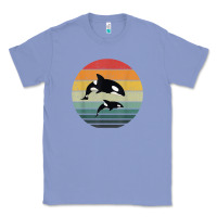 Colony Blue orca family vintage retro art, killer whale family Classic Tee - linhVisuals
