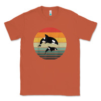 Copper orca family vintage retro art, killer whale family Classic Tee - linhVisuals