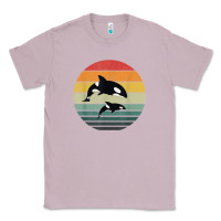 Lilac orca family vintage retro art, killer whale family Classic Tee - linhVisuals