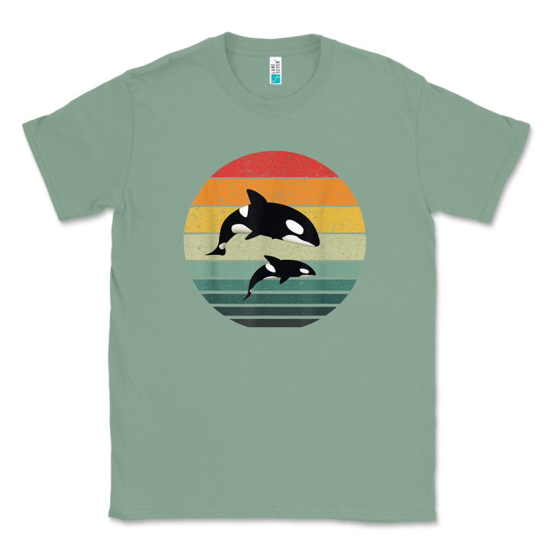 Orca Family Vintage Retro Art, Killer Whale Family Classic Tee by linhVisuals | Teevron