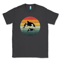 Smoke orca family vintage retro art, killer whale family Classic Tee - linhVisuals