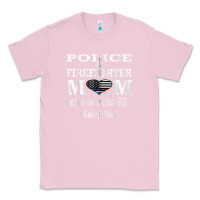 Bubblegum Pink police & firefighter mom, i raised mine fireman mothers day Classic Tee - linhVisuals