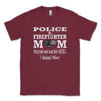 Burgundy police & firefighter mom, i raised mine fireman mothers day Classic Tee - linhVisuals