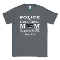 Charcoal Heather police & firefighter mom, i raised mine fireman mothers day Classic Tee - linhVisuals