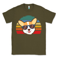 Army Green cool corgi vintage 80s dog lover Classic Tee - linhVisuals