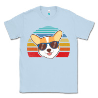 Dusty Blue cool corgi vintage 80s dog lover Classic Tee - linhVisuals