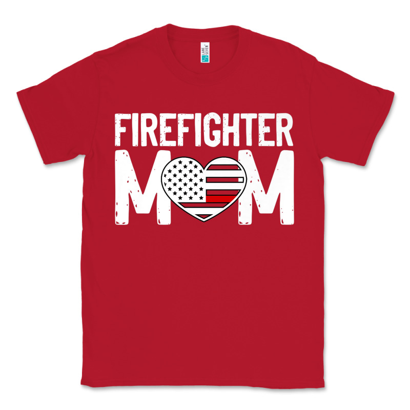 Female Firefighter Mom Thin Red Line Flag Firefighting Premium Classic Tee by linhVisuals | Teevron