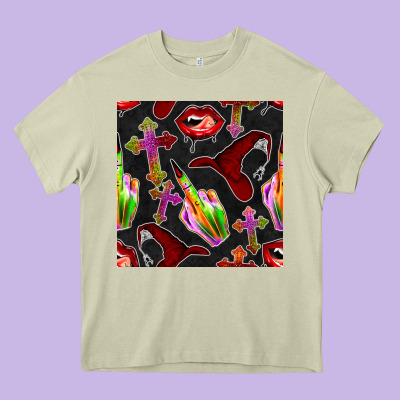 Halloween Bad Witch Seamless Pattern Heavy Core Tee Designed By Bundleandbundleshop