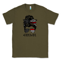 Army Green fire wife messy bun firefighter wife thin red line husband Classic Tee - linhVisuals