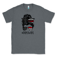 Charcoal Heather fire wife messy bun firefighter wife thin red line husband Classic Tee - linhVisuals