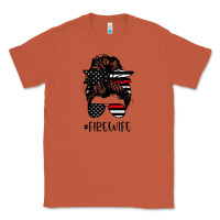 Copper fire wife messy bun firefighter wife thin red line husband Classic Tee - linhVisuals