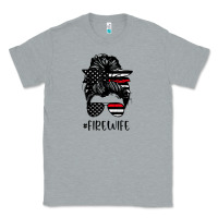 Heather Grey fire wife messy bun firefighter wife thin red line husband Classic Tee - linhVisuals