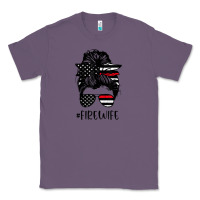 Lavender fire wife messy bun firefighter wife thin red line husband Classic Tee - linhVisuals