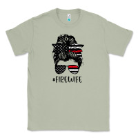 Matcha fire wife messy bun firefighter wife thin red line husband Classic Tee - linhVisuals