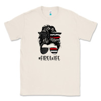 Natural fire wife messy bun firefighter wife thin red line husband Classic Tee - linhVisuals