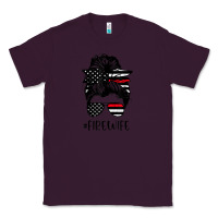 Plum fire wife messy bun firefighter wife thin red line husband Classic Tee - linhVisuals