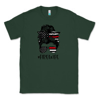 Sports Green fire wife messy bun firefighter wife thin red line husband Classic Tee - linhVisuals