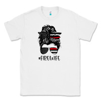 White fire wife messy bun firefighter wife thin red line husband Classic Tee - linhVisuals