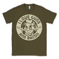 Army Green i love guns bacon pork pig funny gun Classic Tee - linhVisuals