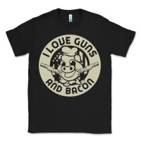 Black i love guns bacon pork pig funny gun Classic Tee - linhVisuals