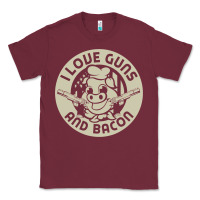 Burgundy i love guns bacon pork pig funny gun Classic Tee - linhVisuals