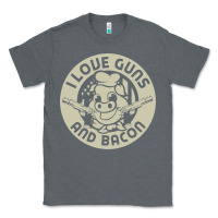 Charcoal Heather i love guns bacon pork pig funny gun Classic Tee - linhVisuals