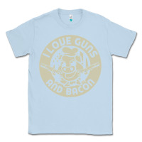 Dusty Blue i love guns bacon pork pig funny gun Classic Tee - linhVisuals
