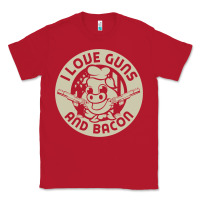 Red i love guns bacon pork pig funny gun Classic Tee - linhVisuals
