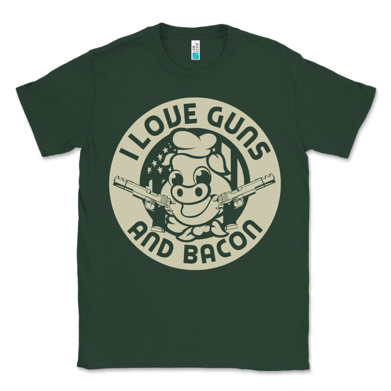 I Love Guns Bacon Pork Pig Funny Gun Classic Tee by linhVisuals | Teevron