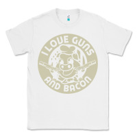 White i love guns bacon pork pig funny gun Classic Tee - linhVisuals